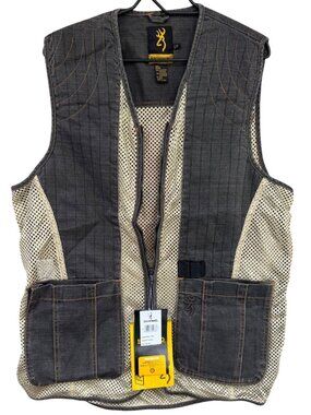 Browning Rhett Mesh Shooting Vest Charcoal/Tan L/G 100% Cotton & Polyester Shell